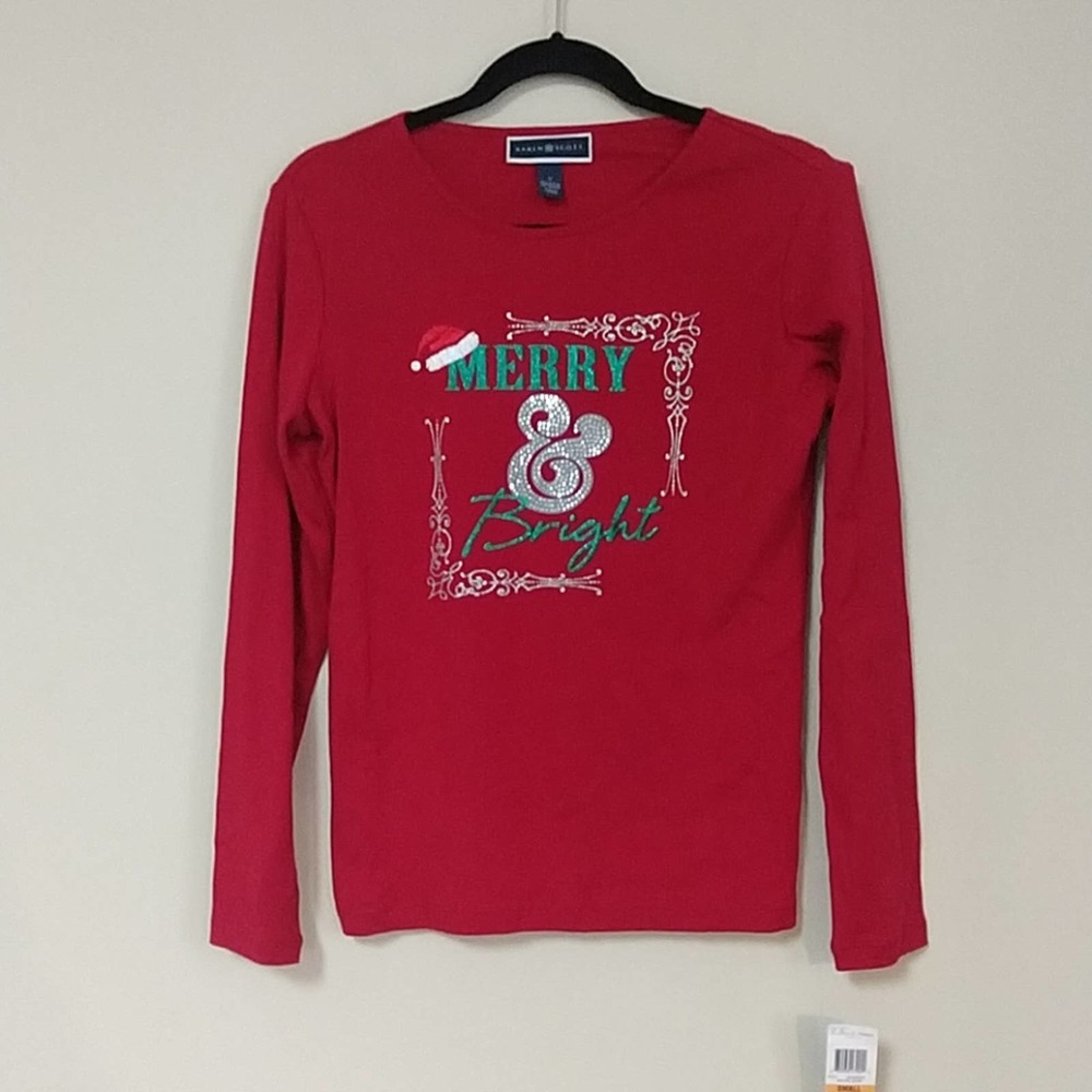 Karen Scott 100% Cotton Christmas Shirt Small